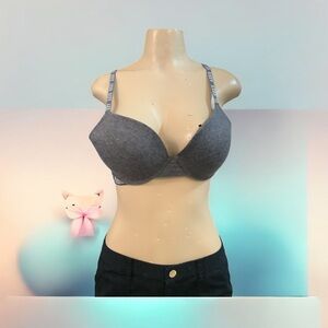 Aeropostale Gray Signature Logo Underwire Push Up Bra Size 38C ~ NWOT